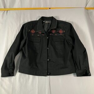 Christina Hope Women's Large Black Beaded Embellished Jacket Button Front